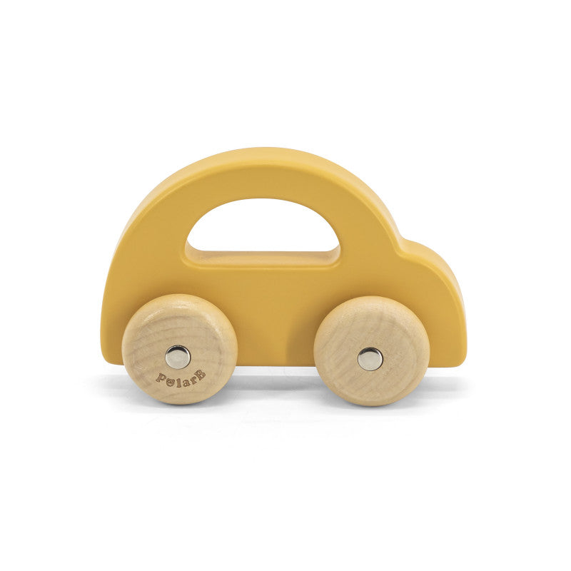 Masinuta din lemn galbena cu design vintage, PolarB Viga